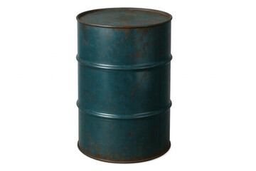 Old rusty metal barrel with corrosion and wear isolated on transparent background, ideal for industrial or environmental concepts