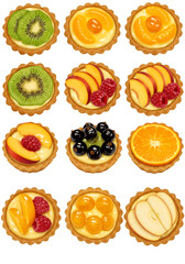 Fruit Tarts Isolated on Transparent Background Colorful Assortment of Desserts