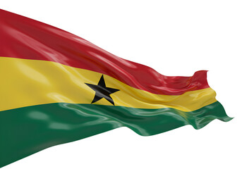 Ghana Flag Waving on Transparent Background Illustrative Patriotic Symbol