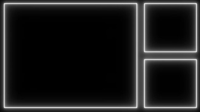 Live streaming Frame - animated white flickering neon overlay frame for live streaming and gaming templates