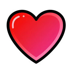 Glossy Red Heart Shape Icon on Transparent Background Illustration