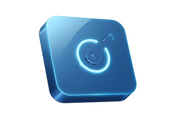 Glowing Blue 3D Power Icon On Transparent Background Digital Illustration