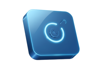 Glowing Blue 3D Power Icon On Transparent Background Digital Illustration
