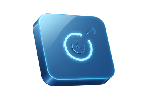 Glowing Blue 3D Power Icon On Transparent Background Digital Illustration