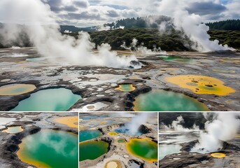 Geothermal pools aerial view