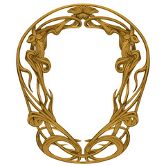 Gold Frame Illustration On Transparent Background Classic Floral Design Isolated Ornament