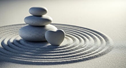 Zen Garden Meditation Stones Heart.
