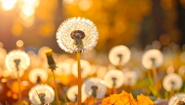 A closeup of a single yellow poppy dendelion flower with a delicate stem in a summer meadow