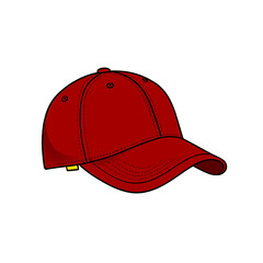 Fototapeta premium A simple, stylized illustration of a beige baseball cap with a curved brim and subtle stitching details.