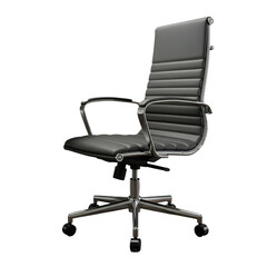 Modern Black Office Chair With Chrome Armrests Isolated On Transparent Background Photo