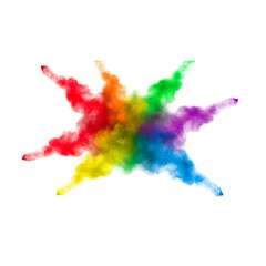 Obraz premium Vibrant rainbow smoke explosion isolated on transparent background