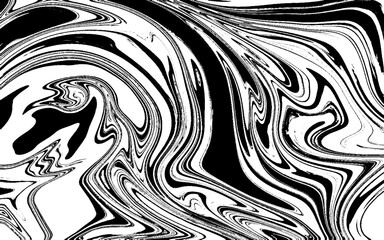 Obraz premium Abstract marble distorted monochrome background. Vector ink liquid creative psychedelic pattern. Black abstraction with drawn waves.