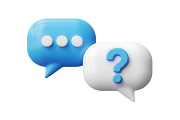 3d speech bubbles with question mark symbolizing communication customer service and support transparent background