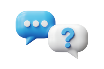 3d speech bubbles with question mark symbolizing communication customer service and support transparent background