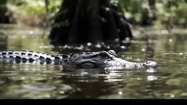 Alligator Stealth Observing a Swamp Creature's Natural Behavior