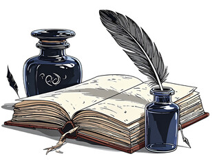 old paper with feather and ink