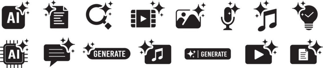 Generate AI icon. Artificial intelligence icons collection. Editable vector icon illustration.