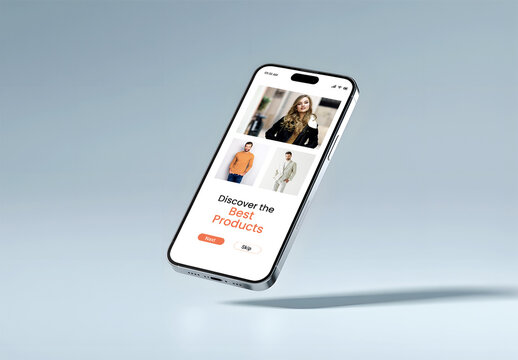 Floating Smartphone Mockup for App Showcase