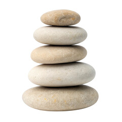Stack of smooth stones isolated on transparent background