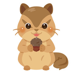 どんぐりを持ったリスのイラスト