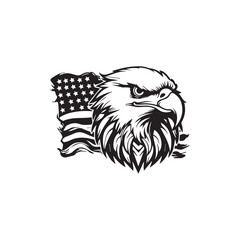 American Eagle with Waving USA Flag – Independence Day Patriotic Vector Illustration