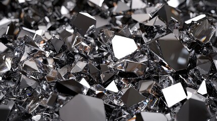 A pile of shiny, metallic objects with reflective surfaces.
