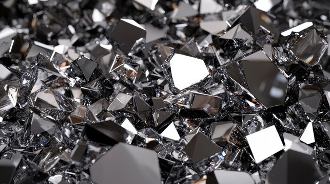 A pile of shiny, metallic objects with reflective surfaces.