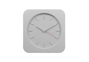Isolated 3D Illustration of a Grey Square Clock with a Minimalist Design