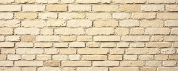 Obraz premium Wide shot beige brick wall, ideal for background use, seamless, seamless texture