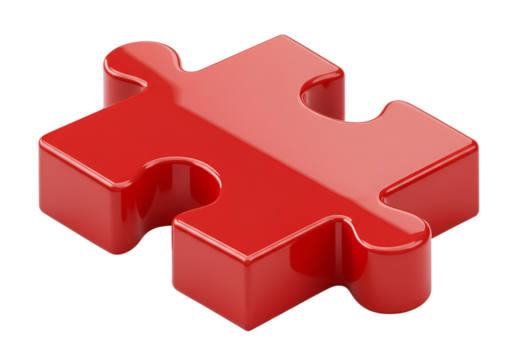 Isolated 3D Render Of A Red Puzzle Piece On A Transparent Background Illustration