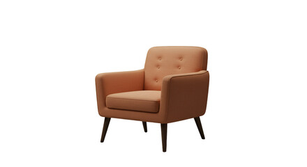 Isolated 3D Rendered Armchair Illustration In Beige Color With Wooden Legs