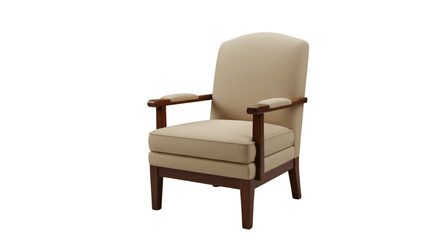 Isolated Beige Armchair on Transparent Background Realistic 3D Illustration