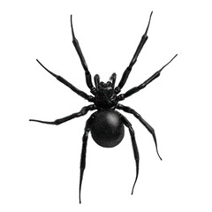 Obraz premium Black Spider Top View. Halloween Arachnid Illustration for Scary Creepy Crawling Insect Symbol and Haunted Background Design