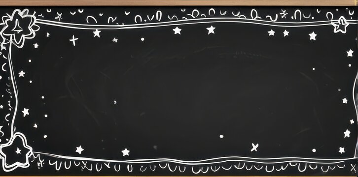 Black Chalkboard Background With White Star And Floral Border