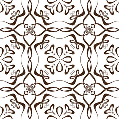 Seamless Brown Floral Tile Pattern – Vector Decorative Design for Wallpaper, Fabric, Scrapbooking, Wrapping Paper, and Digital Backgrounds