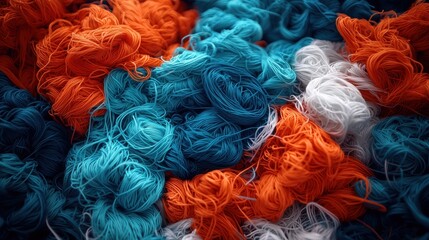 A pile of yarn in various colors.