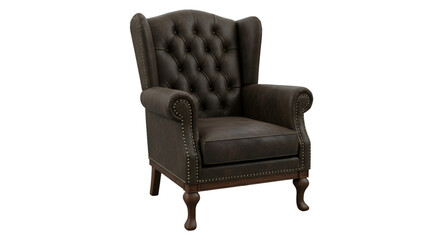 Isolated Brown Leather Armchair On Transparent Background Photo