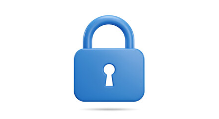 Blue padlock icon representing security, protection, and encryption data safety
