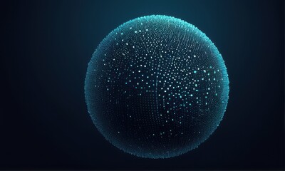Naklejka premium Glowing Teal Sphere Abstract Digital Art