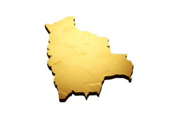 Isolated Gold Bolivia Map on Black Background a 3D Illustration