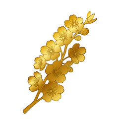 Isolated Golden Blossom Branch Illustration On Transparent Background
