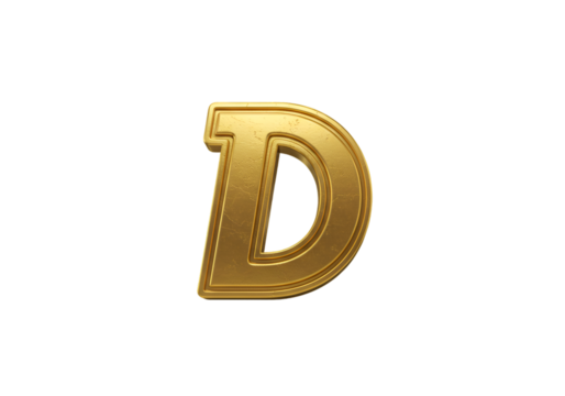 Isolated Golden Letter D Illustration On Black Background Transparent