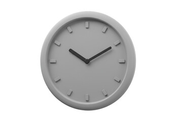 Isolated Gray 3D Rendered Wall Clock on Transparent Background