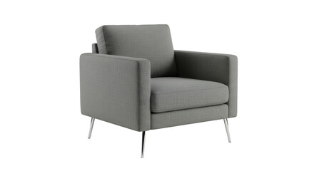 Isolated Gray Armchair on Transparent Background Modern Interior Design