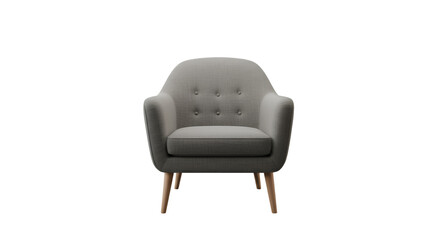 Isolated Gray Armchair On Transparent Background a 3D Rendered Object