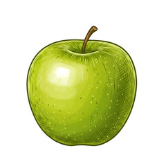 Isolated Green Apple Illustration On Transparent Background