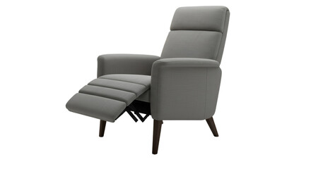Isolated Gray Recliner Chair with Wooden Legs on Transparent Background