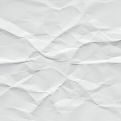 Crinkled white paper texture. Crisp crumpled paper surface with various creases and folds. General use in graphic design, advertising, or editorial.
