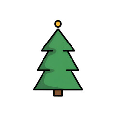 Isolated Green Christmas Tree Icon With Yellow Ornament and Shadow Illustration
