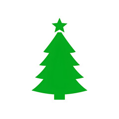 Isolated Green Christmas Tree Silhouette With Star On Black Background Illustration